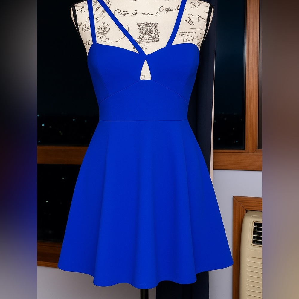 BCBGMAXAZRIA Royal Blue Fit & Flare Dress – Size 8 - Picture 1 of 7